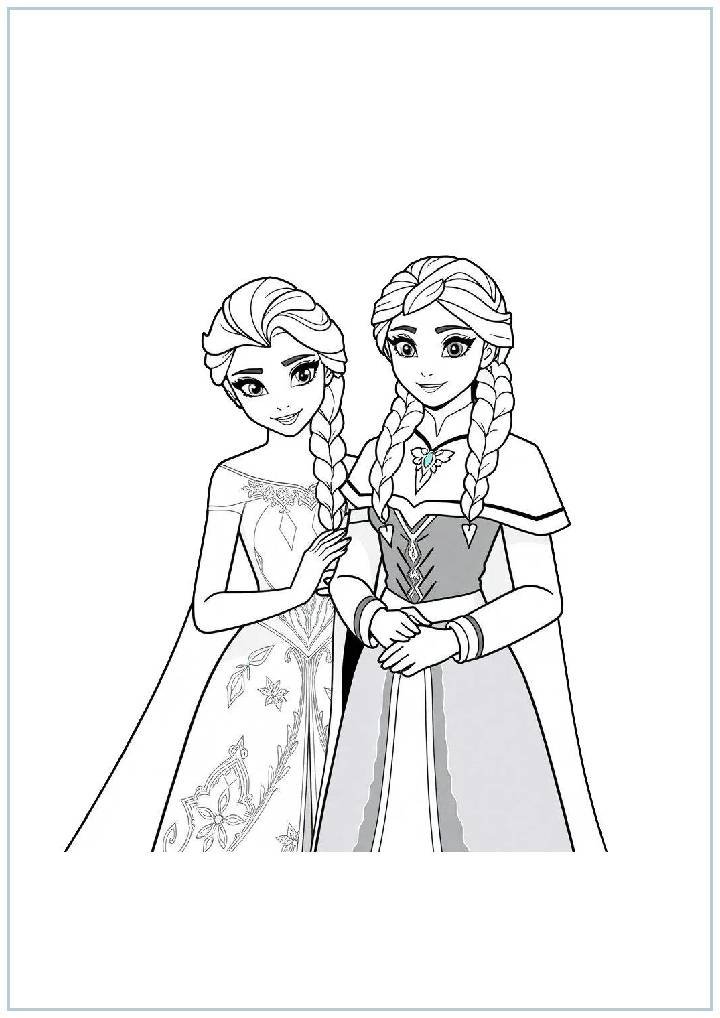 Elsa and Anna Coloring Pages