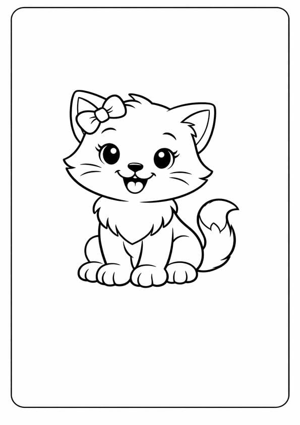 Adorable Kitten Coloring Sheet