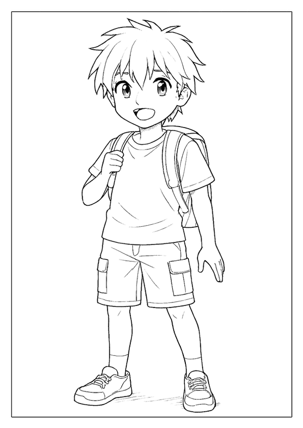 Anime School Boy Coloring