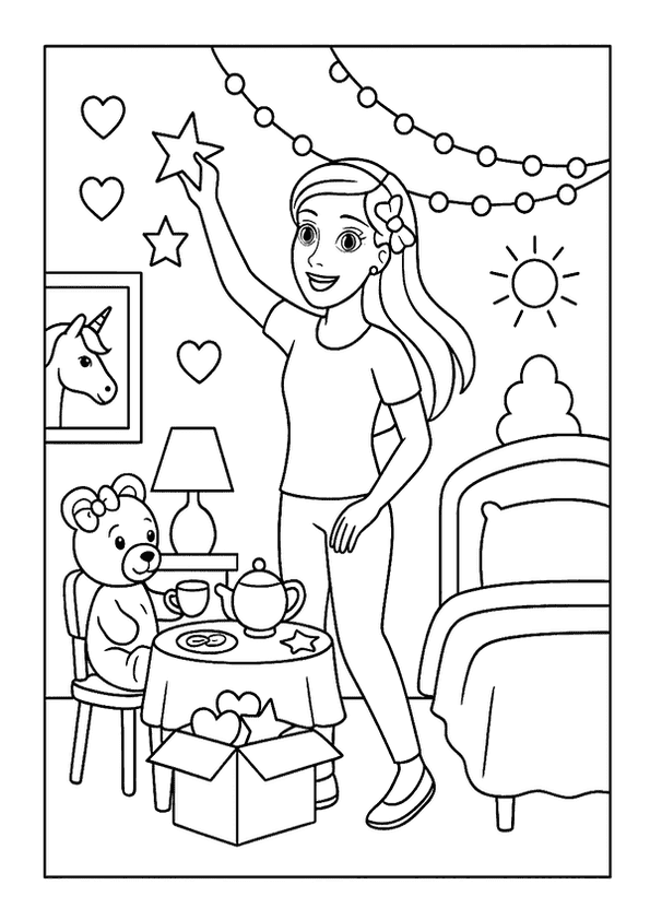 Barbie Decorates Her Room