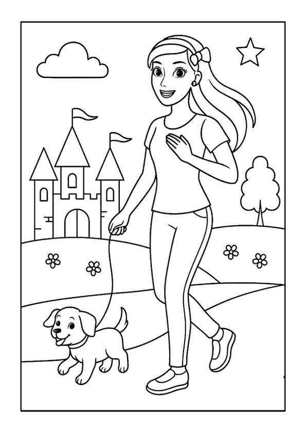 Barbie Walks Her Puppy