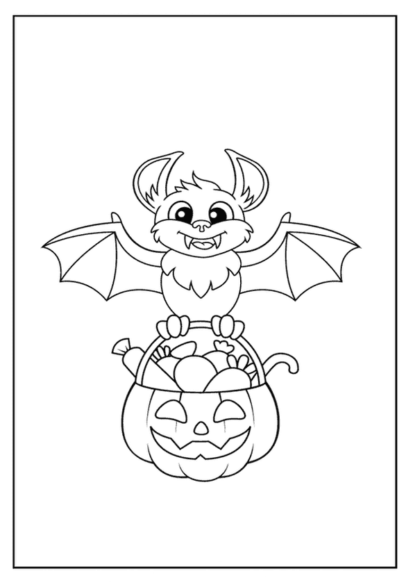 Bat On Pumpkin Bucket