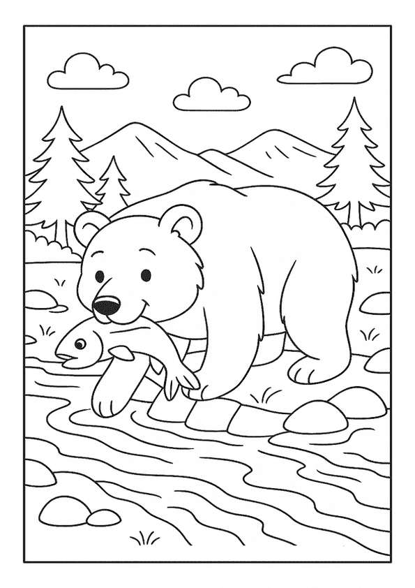 Bear Fishing In River