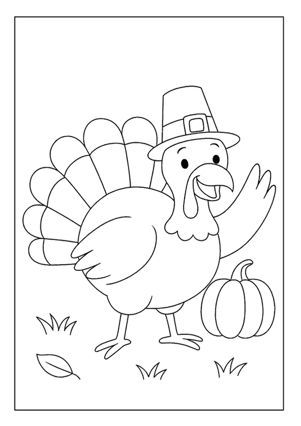 Big Feathered Turkey Outline