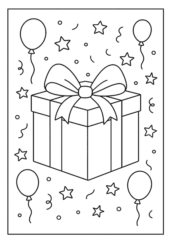 Birthday Gift Box Outline