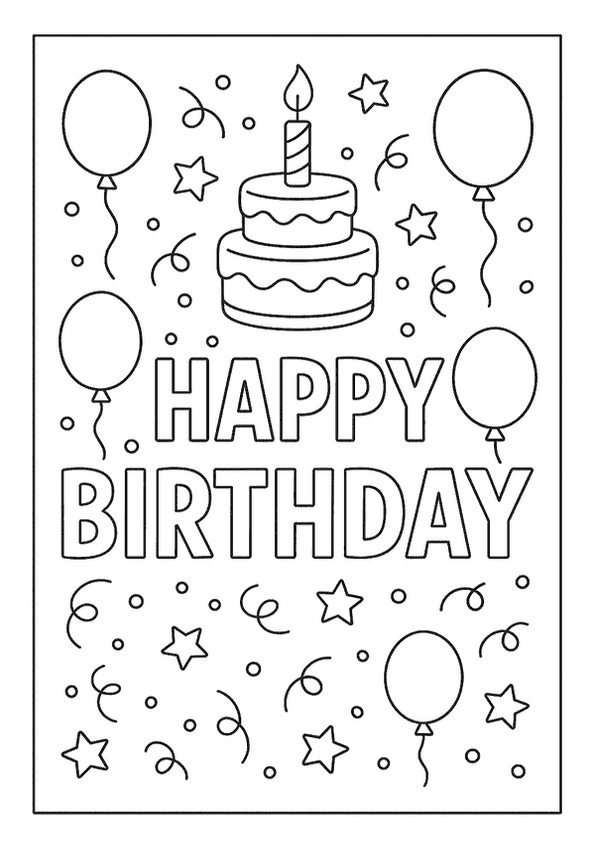 Birthday Wishes Coloring Sheet