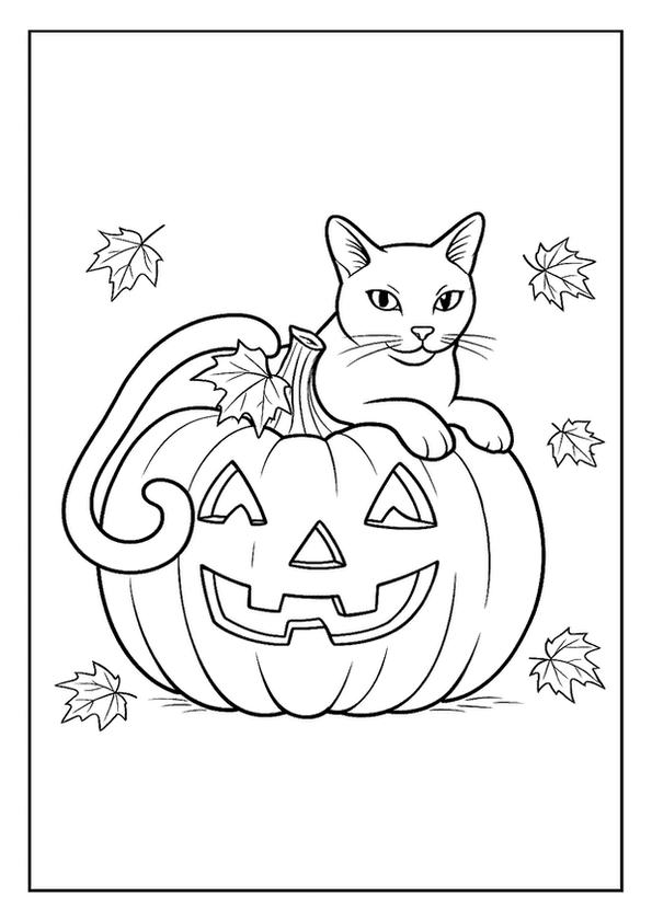 Black Cat Pumpkin Scene