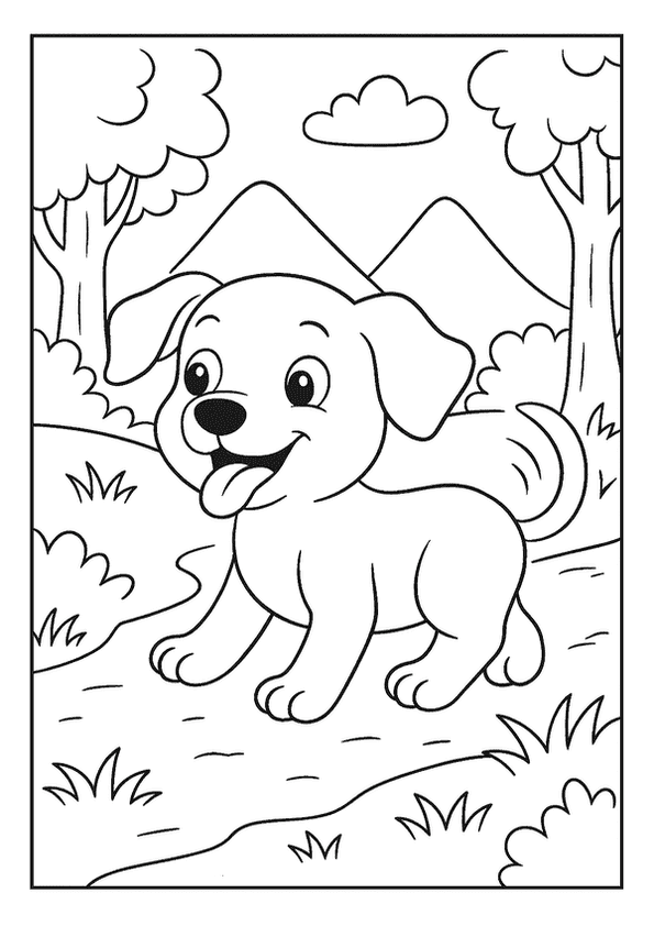 Brave Pup Exploring Woods