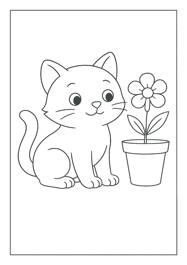 Cat And Flower Pot
