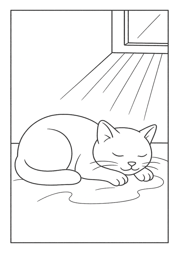 Cat Sleeping In Sunlight