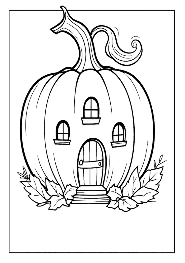 Charming Pumpkin House Drawing