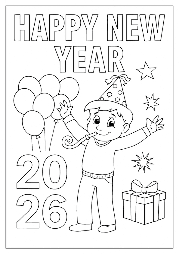 Cheerful Kid Welcomes New Year