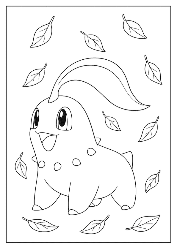 Chikorita Under Falling Leaves