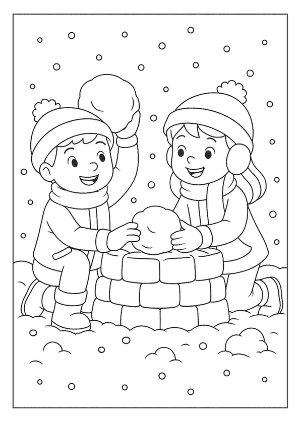 Children Building Snow Fort