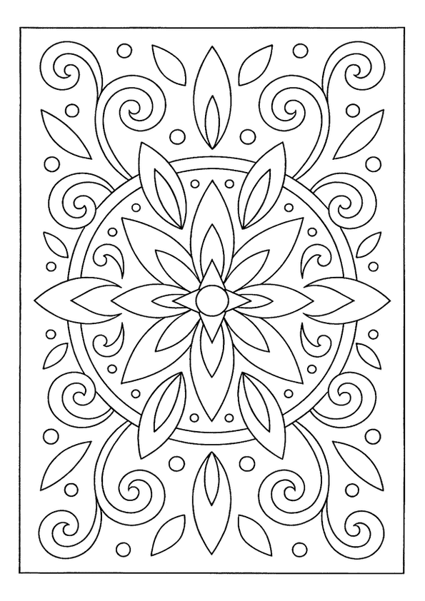 Circular star design for pattern coloring page with bubble dots.