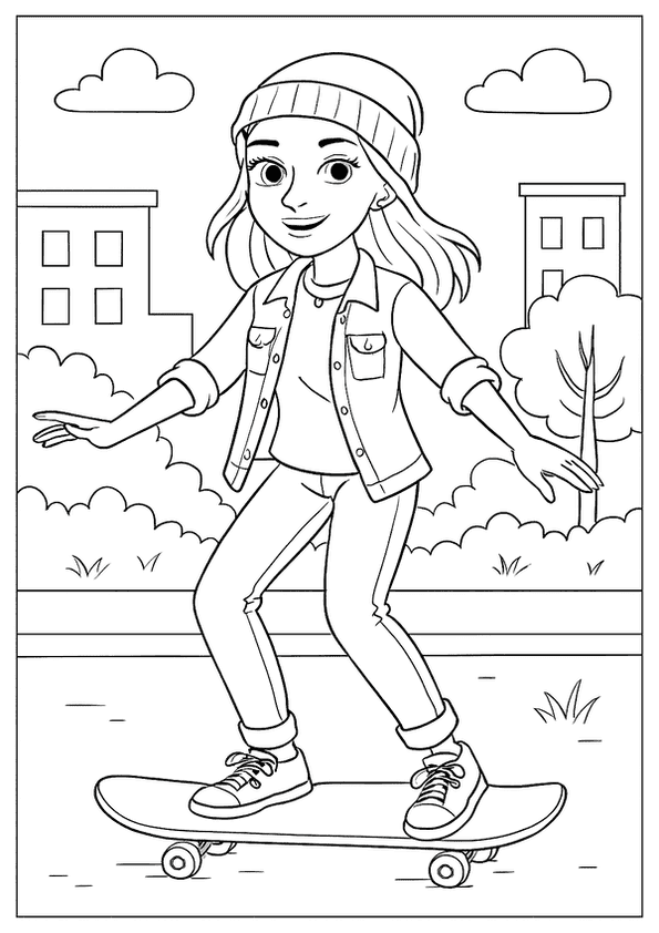 Cool Skater Girl Coloring