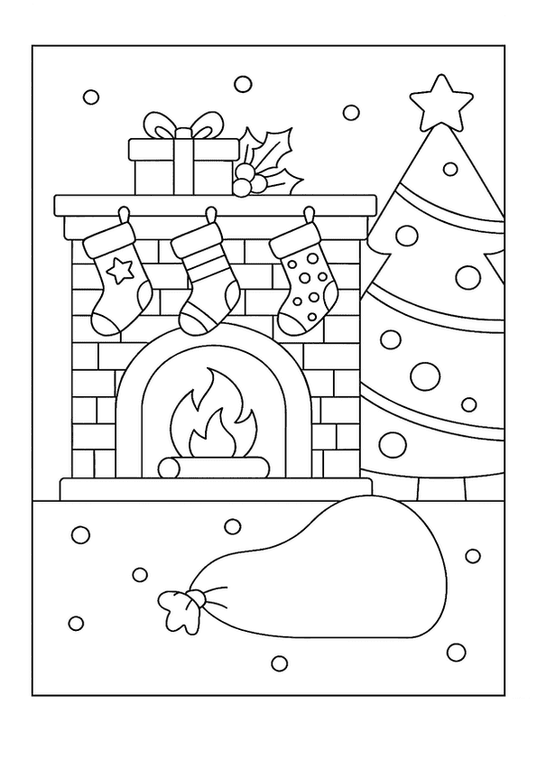 Cozy Christmas Fireplace Scene With Stockings