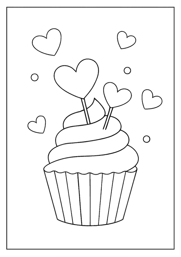 Cupcake With Heart Toppers