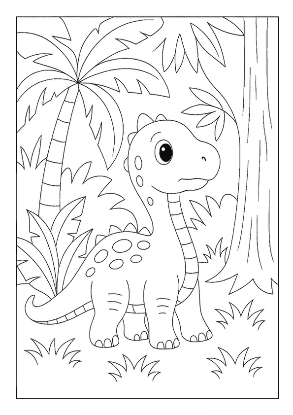 Curious Dino In Rainforest