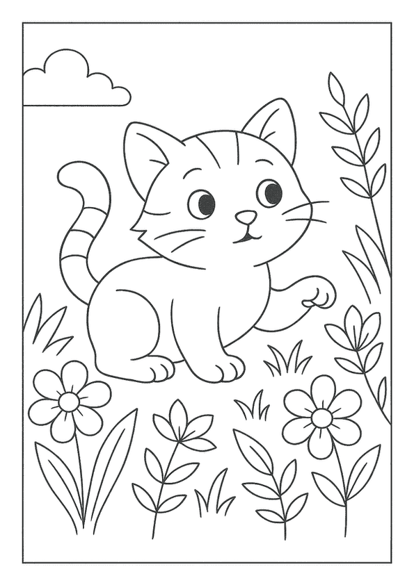 Curious Kitten In Garden
