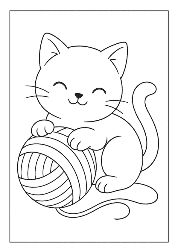 Cute Kitten With Yarn