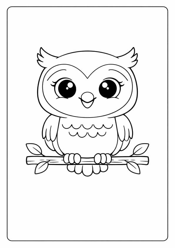 Cute Owl Coloring Sheet For Children