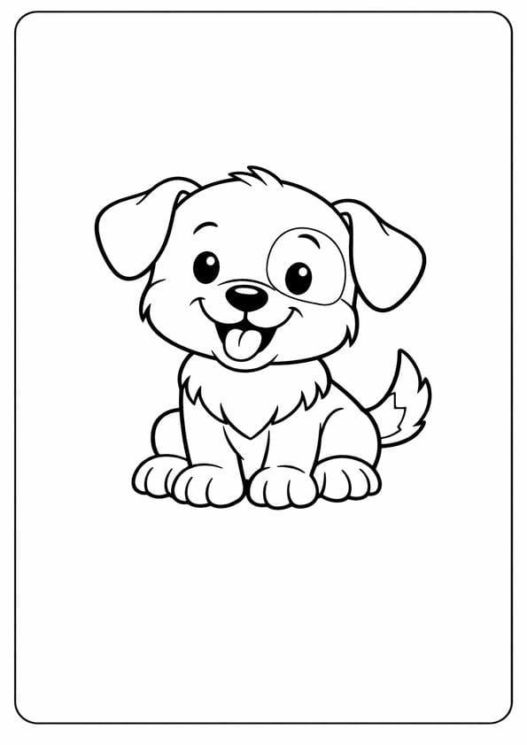 Cute Puppy Coloring Page For Kids