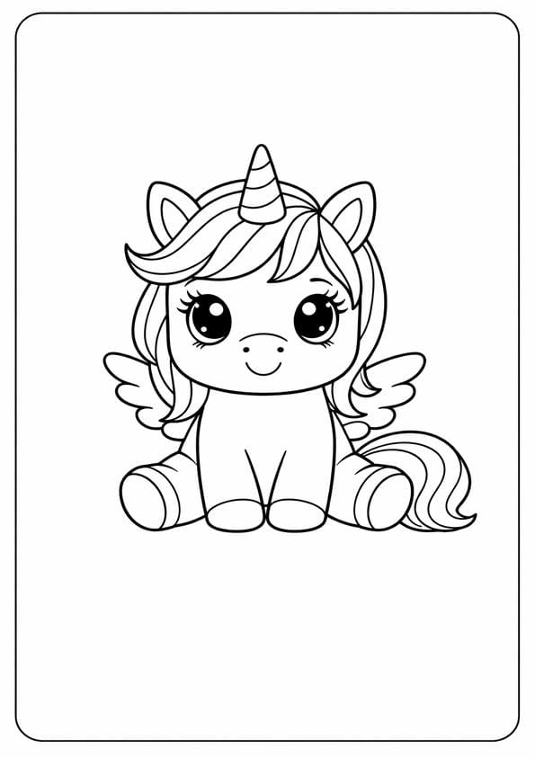 Cute Unicorn Coloring Page Printable