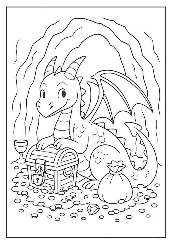 Dragon Guarding Treasure Cave