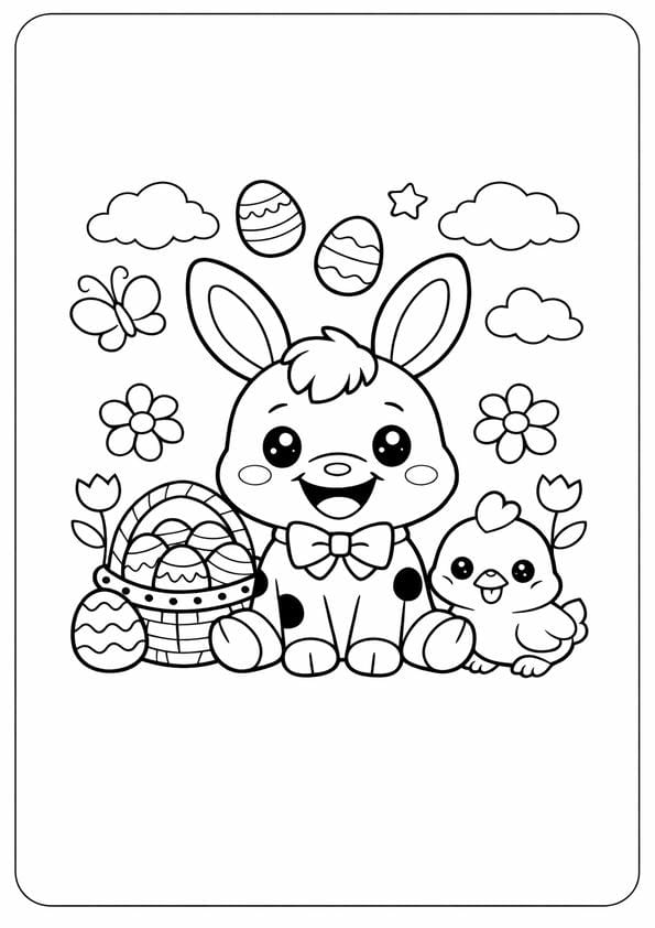 Easter Bunny Coloring Page For Kids