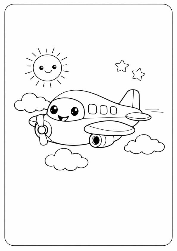 Easy Airplane Coloring Sheet For Kids