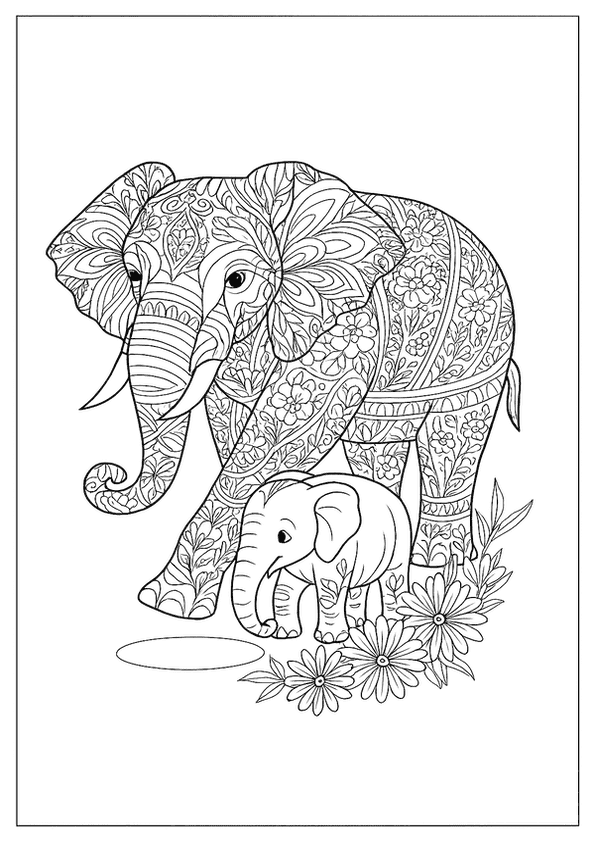 Elephant Family Mandala Design