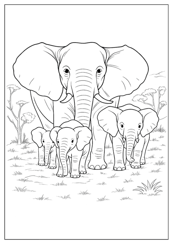 Elephant Family Peaceful Walk