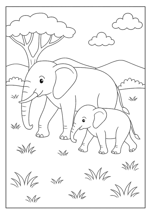 Elephants Walking Across Plains