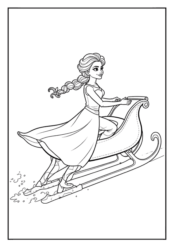 Elsa On Snow Sleigh