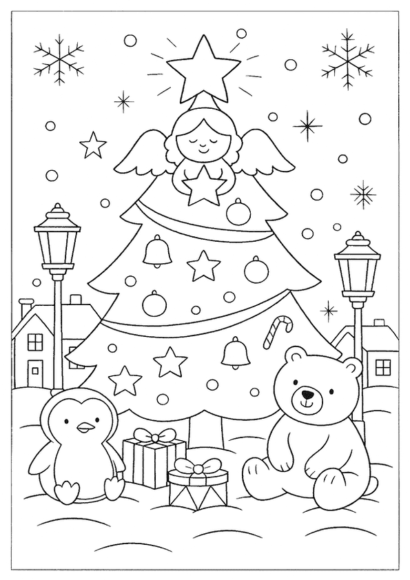 Festive Winter Scene Coloring