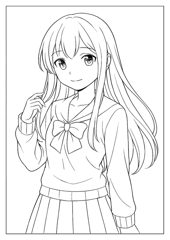 Friendly Anime Girl Coloring