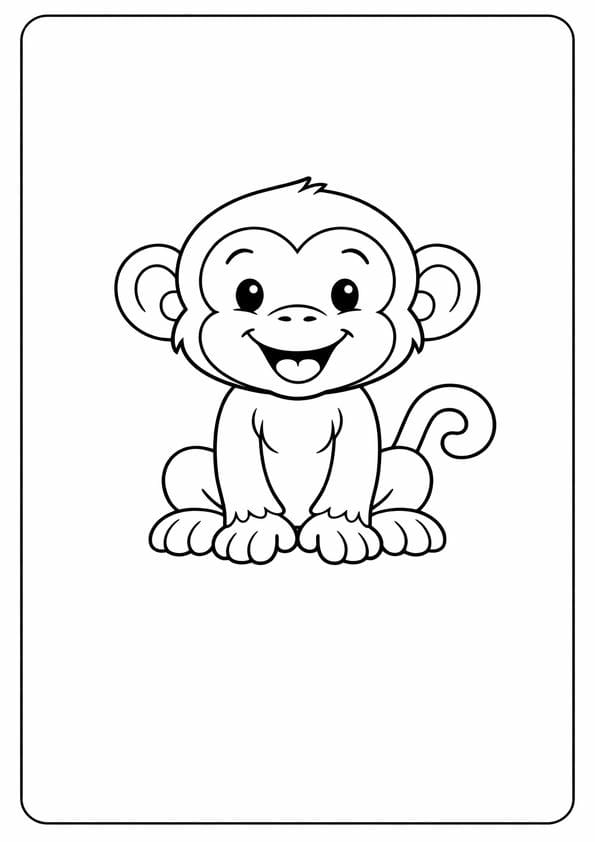 Friendly Monkey Coloring Page Printable