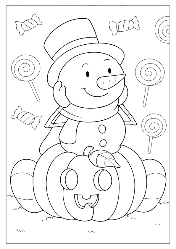 Halloween Snowman Candy Scene