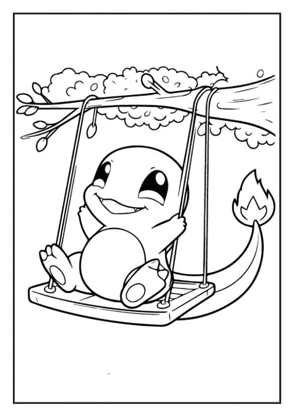 Happy Charmander On Swing