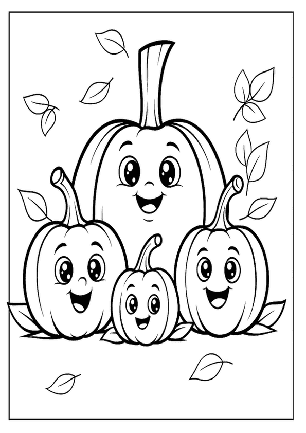 Happy Pumpkin Family Scene