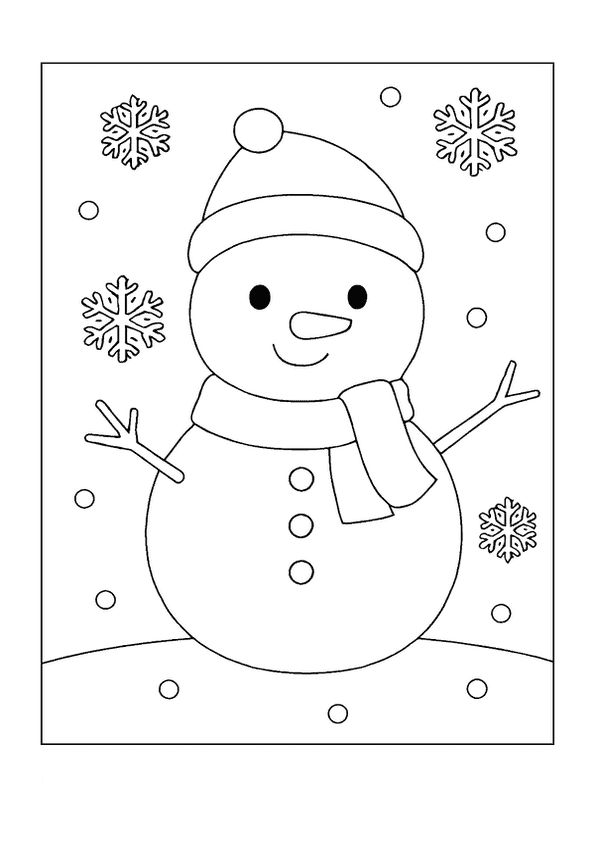 Happy Snowman With Scarf And Hat