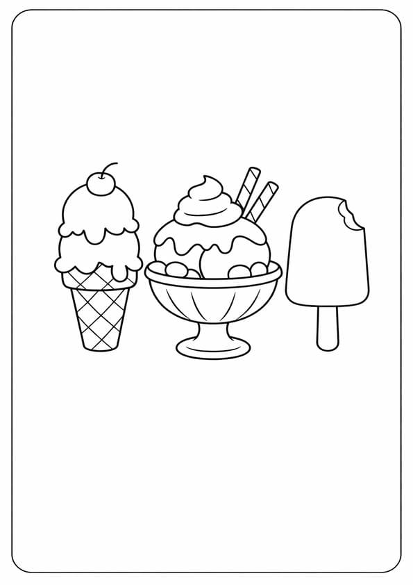 Ice Cream Coloring Page For Kids