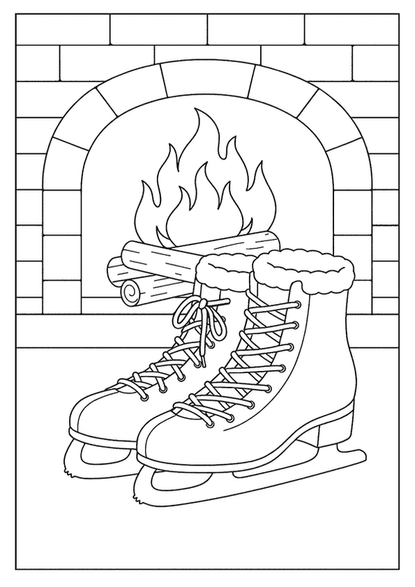 Ice Skates By Fireplace