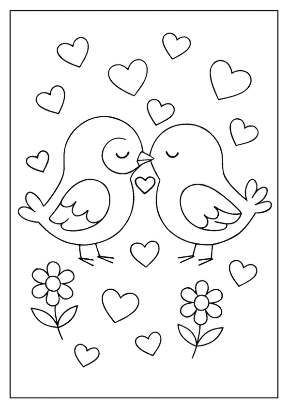 Kissing Birds And Hearts