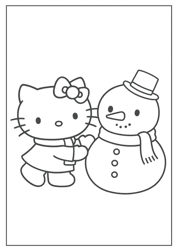 Kitty Builds Snow Friend