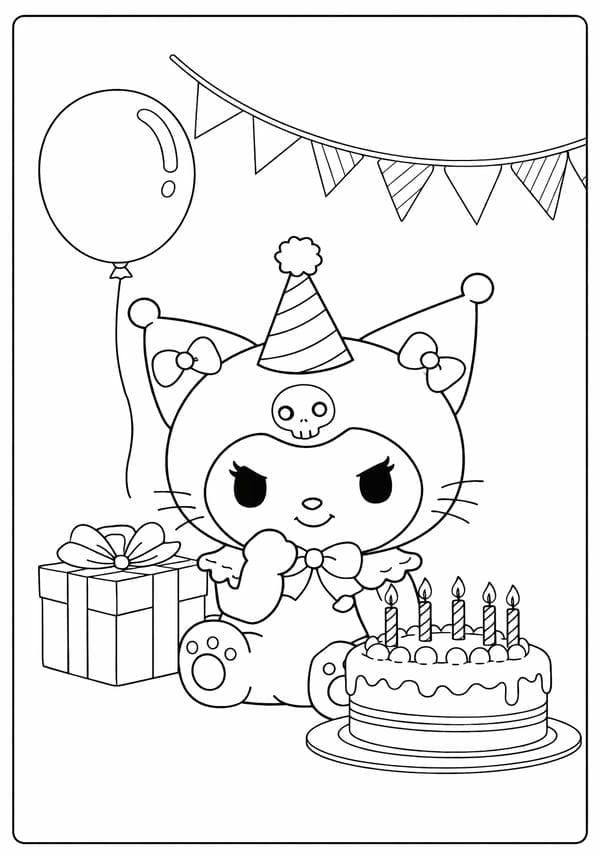 Kuromi Birthday Coloring Pages