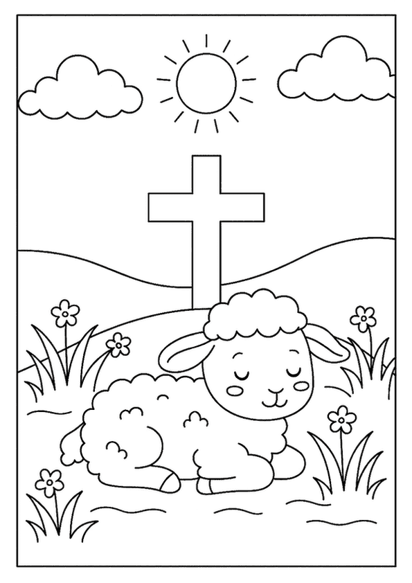 Lamb Resting In Field