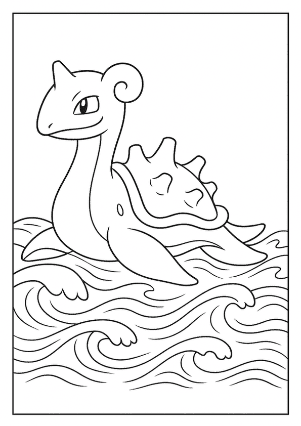 Lapras Gliding Through Waves