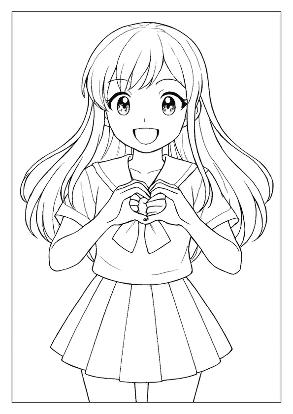 Lovely Anime Girl Coloring